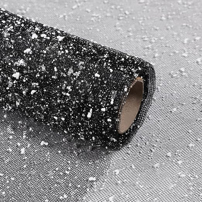 Korean Style Flower Wrapping Mesh Snow Dot Yarn Floral Bouquet Wrapping Paper Gift Packaging Supplies for Fresh Flowers,DIY Crafts 1Roll 19.7inch x 4Yard (Black)