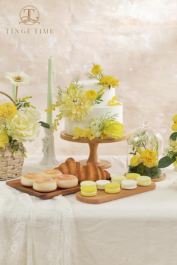 TINGE TIME Artificial Flowers Combo Mix Silk Flowers Yellow Roses w/stem for DIY Wedding Bridal Bouquets Baby Shower Floral Arrangement Table Centerpieces Home Decorations (Lemon Yellow)