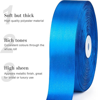 1-1/2 Inches 100 Yards Blue Satin Ribbon, Solid Fabric Ribbon Roll for Flower Bouquets, Gift Wrapping, Wedding, Handmade Crafts