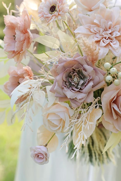Artificial Flowers Nude Color Box Set for DIY Bridal Bouquets Wedding Shower Decorations Fake Floral Arrangements for Party Table Centerpieces Home Decor Indoor Outdoor
