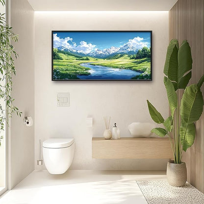 Mountain River Large Wall Art Framed Nature Scenery Wall Decor for Living Room Mountain Landscape Pictures Oversized Canvas Print Painting Modern Extra Large Framed Artwork for Bedroom Office 60"x30"