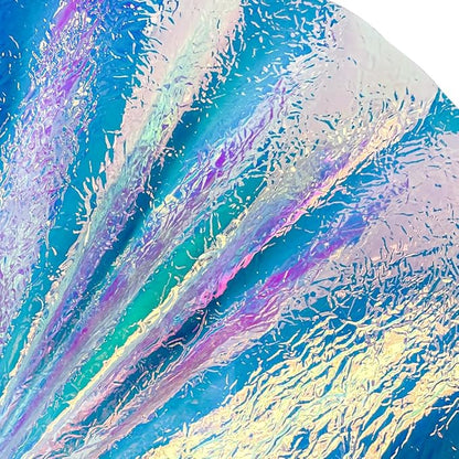 ONEART | Iridescent Transparent Embossed Vinyl Holographic Blue Clear PVC Vinyl Craft Fabric 16"×54" for Sewing DIY Projects-Scratch