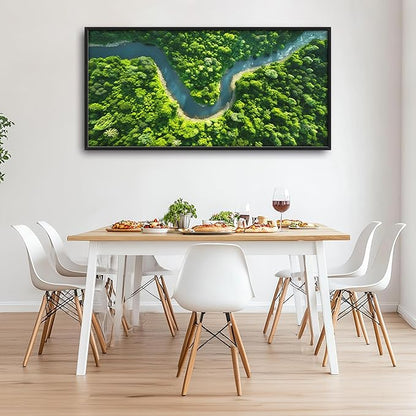 Framed Large Pictures Wall Art for Living Room, Forest River Landscape Oversized Wall Decor Nature Scenery Canvas Print Painting Extra Large Framed Artwork for Bedroom Office 60"x30"