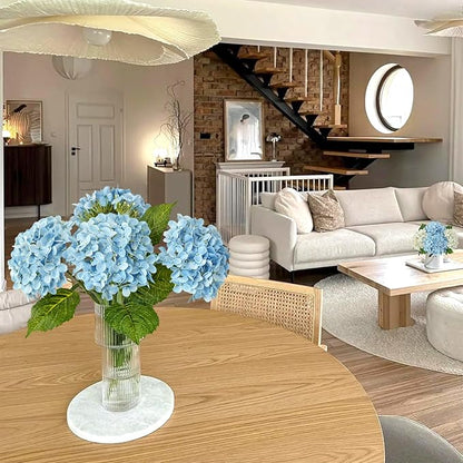 4Pcs Hydrangea Artificial Flowers, 20" Lifelike Latex Silk Real Touch Faux Hydrangea Flowers, Artificial Hydrangeas Bouquet for Wedding Centerpieces Tables Party Home (Sky Blue)