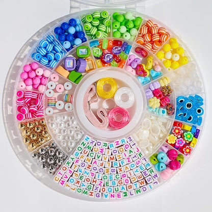 Bead Bracelet Making Kit-600PCS Beads for Friendship Bracelet Making Kit Multicolor Bead Letter Alphabet Stars Heart Ojo Pony Beads for DIY Necklace Jewelry Accessories Christmas Gift for Kids Girls