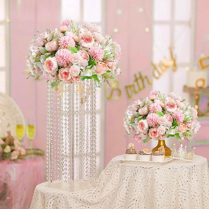 ASTRYAS 4PCS Pink Flowers Artificial Peonies Fake Peony Silk Hydangea for Decoration, Fuax Flowers Arrangements for Wedding Home Party Outdoor Decoration (Pink)