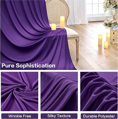 PartyVillage 20ft×15ft Deep Purple Backdrop Curtain for Wedding Parties, 4 Panels Wrinkle Free 15 FT Long Polyester Photo Backdrop Drapes Back Drop Cloth for Birthday Photography Background