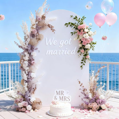 6FT White Arch Backdrop Cover - Polyester Fitted Wedding Arch Stand Covers Round Top Chiara Arch Backdrop Cover for Birthday Party Banquet Photo Background Decoration