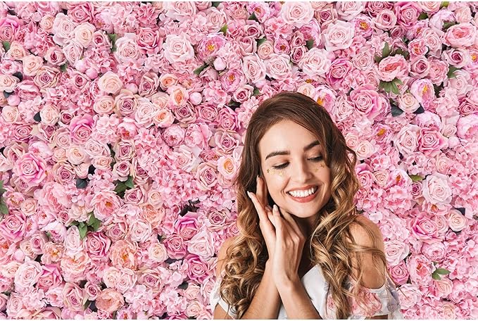 Roses Flowers Backdrop Valentine's Day Pink Rose Photography Background Floral Red Rose Backdrop for Birthday Wedding Baby Shower Anniversary for Various Floral Roses Backdrops Adults Props 15x8ft