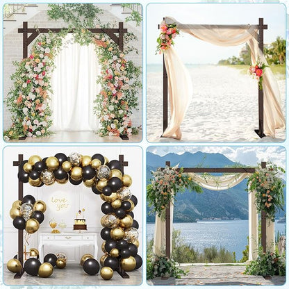 Wooden Wedding Arch Frame 7.48 FT Square Wood Arch Wedding Arbor Backdrop for Ceremony Party Proposal Scene Garden Beach Forest Rustic Boho Decoration(7.48ft)