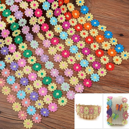 15 Yards Daisy Flower Lace Trim Embroidered Floral Lace Sewing Trim Ribbons for Embellishment Craft Dress Hair Accessories Decorations(Yellow/Green)