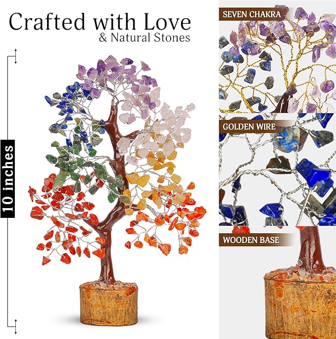 YATSKIA Crystal Tree - Bonsai Tree - Tree of Life - Seven Chakra Crystals - Feng Shui - Gemstones - Home Decor - Crystal Necklaces - House Warming Gifts New Home - Spiritual Gifts - Crystal Gifts