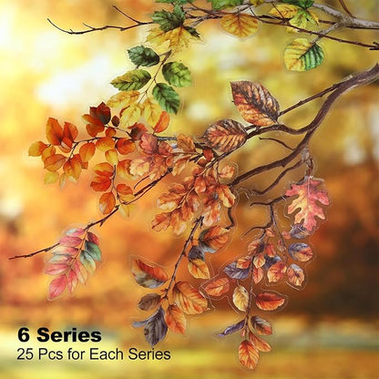 Foliage PET Sticker Set, 150PCS Leaf and Branch Stickers for Scrapbooking, Journaling, DIY Crafts, and Art Supplies