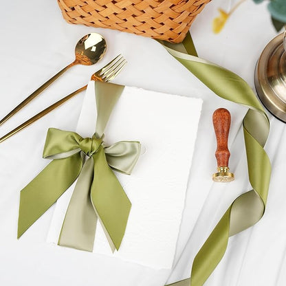 Sage Green Satin Ribbon - 1.5 Inch Double Face, 6 Rolls, 30 Yards - Perfect for Weddings, Crafts, Gift Wrapping & Hair Bows