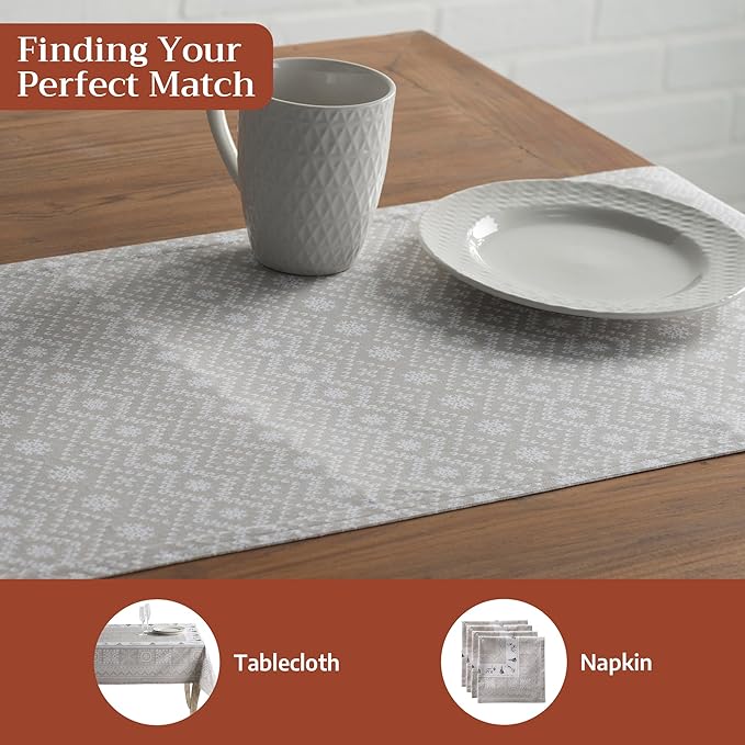 Maison d' Hermine Table Runner 100% Cotton Double Layer Table Runners 108 inches Long for Thanksgiving Christmas Decorations Home Kitchen Dining Party Wedding (Cozy Christmas, 14.5" x 108")