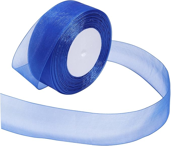 Royal Blue Ribbon for Gift Wrapping 1-1/2 inch Sheer Organza Ribbon for Flower Bouquet Tulle Chiffon Ribbons for Wedding Invitations Christmas Decorations Crafts 50 Yards