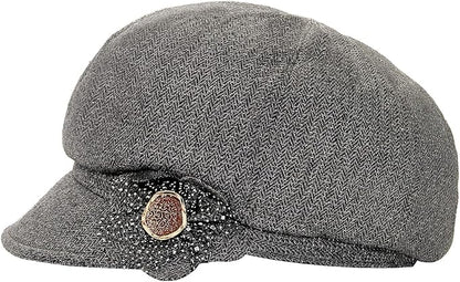 Women Retro Classic Visor Newsboy Cabbie Cap Beret Hats with Flower Buckle for Woman Ladies