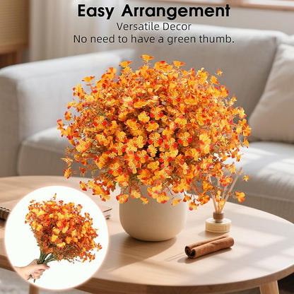 12 Bundles UV Resistant Fake Mums, Fall Flowers Artificial for Decoration, Fake Plants Autumn Silk Flowers for Thanksgiving Fall Decor Halloween Outdoor Patio Table Centerpiece Porch Wedding Garden