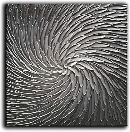 YaSheng Art - Abstract Art Oil Paintings on Canvas Silver Gray Gradient color Abstract Artwork Modern Home Decor Canvas Wall Art Ready to Hang for Living Room Bedroom 24x24 Inch