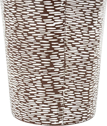 Deco 79 Metal Decorative Vase Tall Spotted Tapered Floor Centerpiece Vases with Brown Trumpet Tops, Set of 3 Flower Vases for Home Decoration 18", 39", 28" H, White