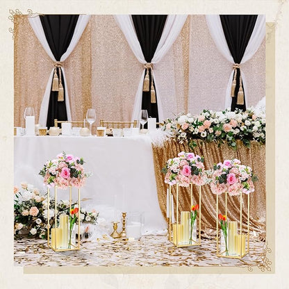 Sieral 6 Sets Wedding Clear Acrylic Flower Vase Include 6 Pcs Centerpieces Flowers Stand 18 Pcs Clear Glass Candle Holders Cylinder Vases, Flower Vases for Table Centerpiece Wedding Home Decor