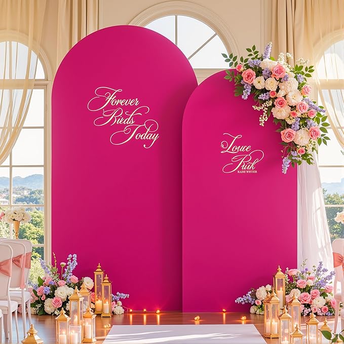 Hot Pink Arch Backdrop Cover Set of 2 Birthday Party Arch Covers 7.2 and 6ft Wedding Arch Cover Stretchy Backdrop Bridal Baby Shower Birthday Party Photo Background