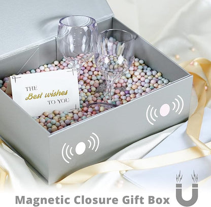 Luxury Large Gift Box 13.8"x9"x4.3" Storage Box Ribbon Magnetic Closure for Luxury Packaging Box for Mother's Day, Birthdays, Bridal Gifts,Weddings