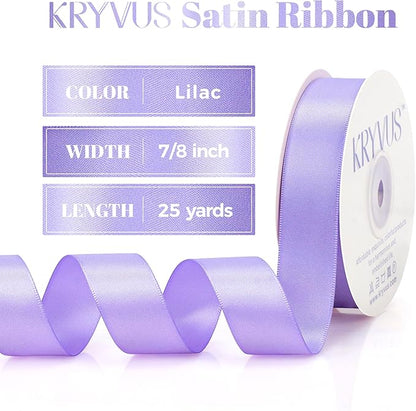 Lilac Satin Ribbon, Double Faced 7/8 Inch X 25 Yards Lilac Ribbon, Premium Satin Ribbon for Gift Wrapping, Crafts, Hair Bow Making, Sewing, Flower Bouquet, Wedding Party Decor