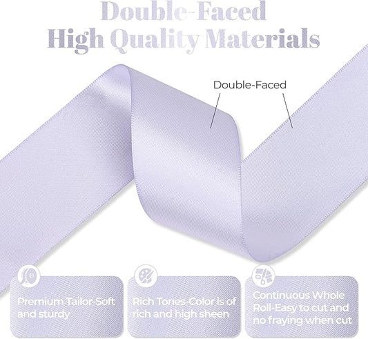 Lilac Mist Satin Ribbon, Double Faced 1-1/2 Inch X 25 Yards Lilac Mist Ribbon, Premium Satin Ribbon for Gift Wrapping, Crafts, Hair Bow Making, Sewing, Flower Bouquet, Wedding Party Decor