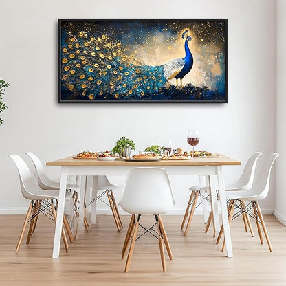Peacock Large Wall Art Framed Gold Wall Decor for Living Room Mountain Peacock Pictures Oversized Canvas Print Painting Modern Extra Large Framed Artwork for Bedroom Office Home Decor 60"x30"