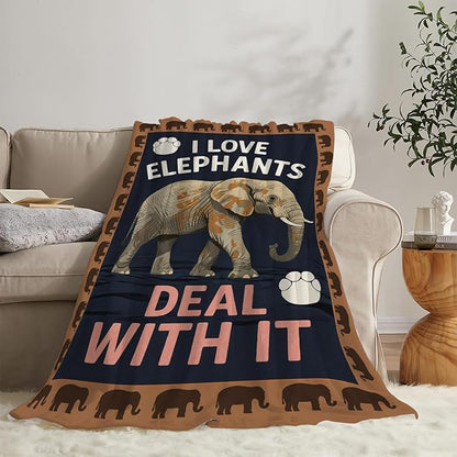 Elephant Blanket Elephants Throw Blanket Animal Soft Cozy Fleece Fuzzy Stuffed Plush Flannel Gifts for Girls Women Boys Kids Adults 60"X80"