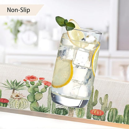 Placemats,Cactus Succulent Greenery Flower Placemats 12x18 Inch Waterproof Non-Slip Washable Table Mats for Kitchen Dining Party Table Decor,Set of 6