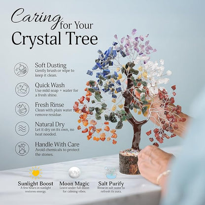 FASHIONZAADI Crystal Tree of Life 7 Chakra Healing Crystal Trees for Home Decor, Office Desk Decor Handmade Bonsai Trees for Positive Energy, Money, Good Luck Birthday Gifts for Women, Mom