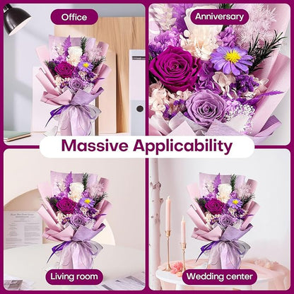 Preserved Flowers Bouquet, Eternal Natural Rose, Flower Birthday Decorations for Mom Women,Send Flowers Prime,Wedding Anniversary,Christmas Eve