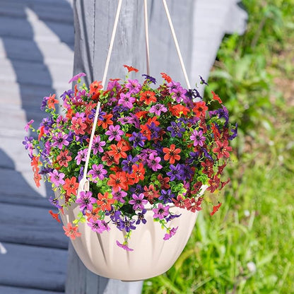 Homsunny Artificial Mums Fake Flowers for Outdoors Decoration, 12 Bundles Faux Silk Daisy Plants UV Resistant for Outside Garden Front Door Porch Planter Patio Yard (Mix)