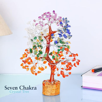 YATHABI Seven Chakra Crystal Tree for Positive Energy - Feng Shui Tree of Life Decor - Good Luck Gifts - Crystals and Stones - Spiritual Items - Housewarming Gifts for Women