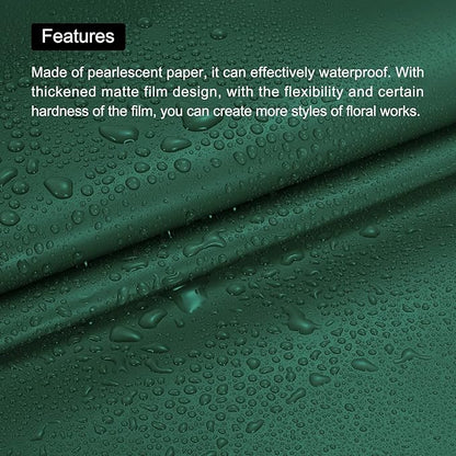 MECCANIXITY 10 Pcs Flower Wrapping Paper 22.8x22.8 Inch Waterproof Florists Wrapping Paper for Florist Bouquet Supplies, DIY Crafts, Gift/Gift Box Packaging Dark Green