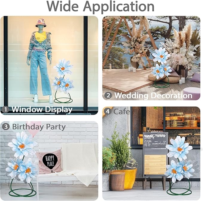Giant Daisy Fake Flowers for Decoration,37.8" Large Faux Daisy,Big Artificial Flower with Stand for Home Decor,Garden,Hotel,Office,Photography Props,Wedding,Art Gallery,Shop Window Display(Blue)
