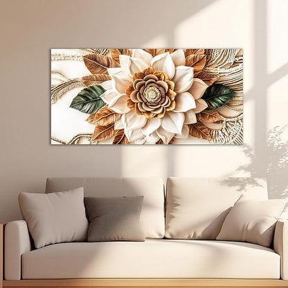 Tarfupth Boho Flower Canvas Wall Art for Living Room White and Brown Large Canvas Prints Botanical Pictures for Bedroom Office Home Decor 20"x40"