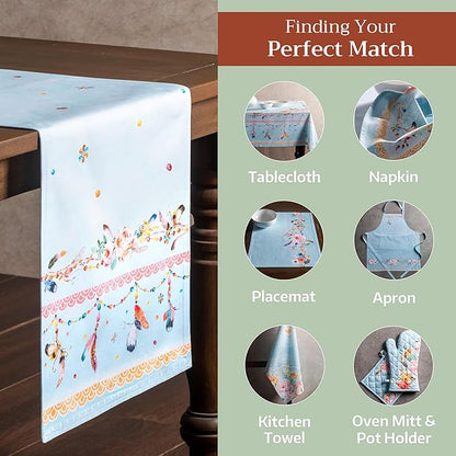 Maison d' Hermine Table Runner 100% Cotton Double Layer Table Runners 72 inches Long Decorative for Home Kitchen Dining Party Baby Shower Wedding Bridal Shower Spring Summer (Ibiza, 14.50" x 72")