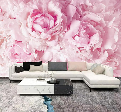 WFBHUA-Pink Floral Wallpaper Peel and Stick Peony Flower Self Adhesive Mural for Girl's Room Bedroom 82"x57"