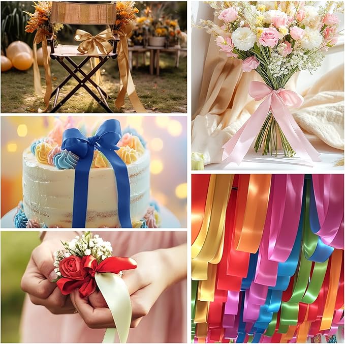 Black Ribbon 1-1/2 inch Satin Fabric Solid Ribbon 50 Yards for Gift Wrapping Flower Bouquet Wreath Wedding Halloween Party Decoration