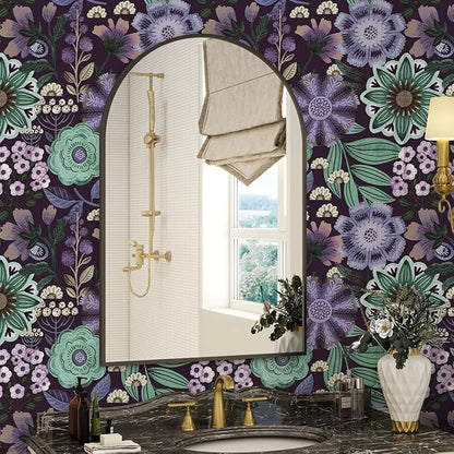 HAOKHOME Boho Peel and Stick Wallpaper Floral Purple Vintage Wall Paper Cottagecore for Bedroom Bathroom Accent Wall 17.3in x 9.8ft