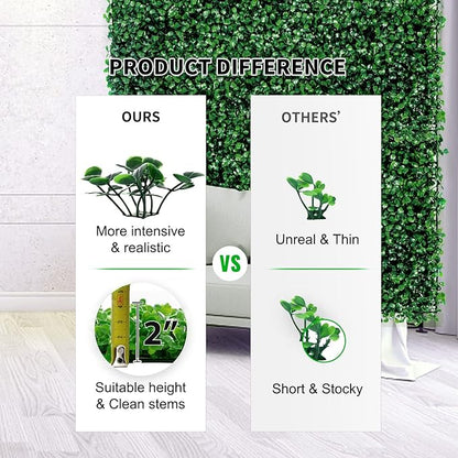 12 Pieces 24"x 16" Artificial Boxwood Panel, Grass Wall Panel, Boxwood Hedge Wall Panels UV Protected Suitable for Artificial Green Wall Decor, Fence Garden Wedding Backyard Decor