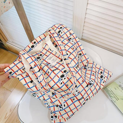 Cotton Canvas Tote Bag Reusable Soft Grocery Cloth Bag Floral Shoulder Bag for Beach Travel Shopping