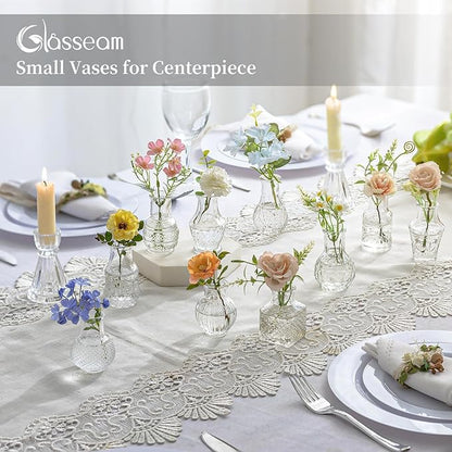 Glasseam Small Bud Vases for Centerpieces: 40PCS Mini Clear Glass Vase Set for Flowers Decor Wedding Party Baby Shower Dining Table Decorations Centerpiece
