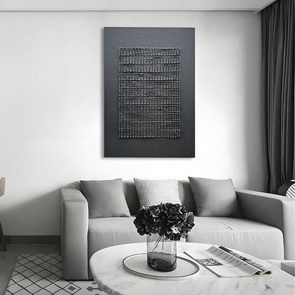 Hand-Painted 45x30 inch Black Abstract Wall Decoration Oil Painting Thick Texture Minimalist Art Home Wall Decoration Painting