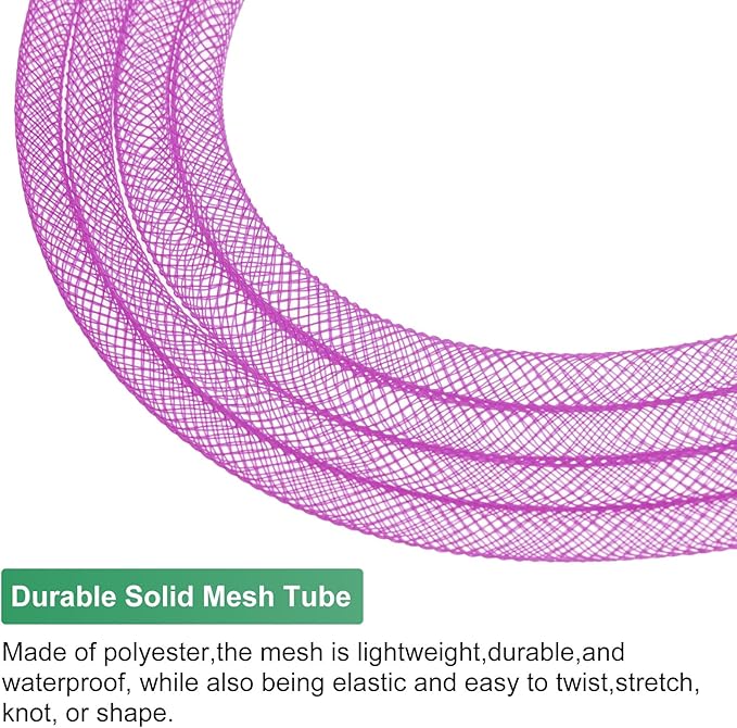 Mesh Tube Ribbon 25 Yards, 6mm Elastic Fabric Ribbons Mesh Tubing for Crafts/Gift Wrapping/Flower Bouquets/Wedding/Birthday/Holiday/Wreaths Christmas/Decoration[Persian Rose]