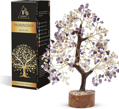 FASHIONZAADI Amethyst Crystals, Citrine Stone, Bonsai Tree, Crystal Tree of Life, Feng Shui, Positive Energy Crystals, Good Luck, Spiritual Gift