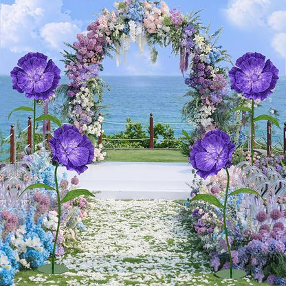 Purple Large Paper Flowers - Giant Paper Flowers 5.77FT Life Size Flowers Wedding Decorations for Birthday Party Outdoor Banquet Event Home Backdrop Decor